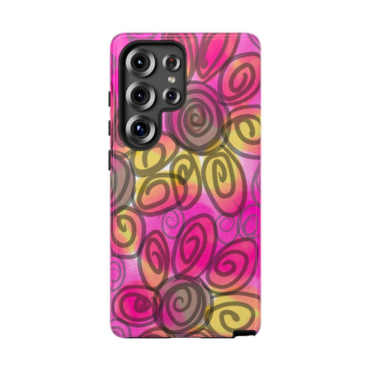 Wonky Pink Floral Phone Case| Tough Case