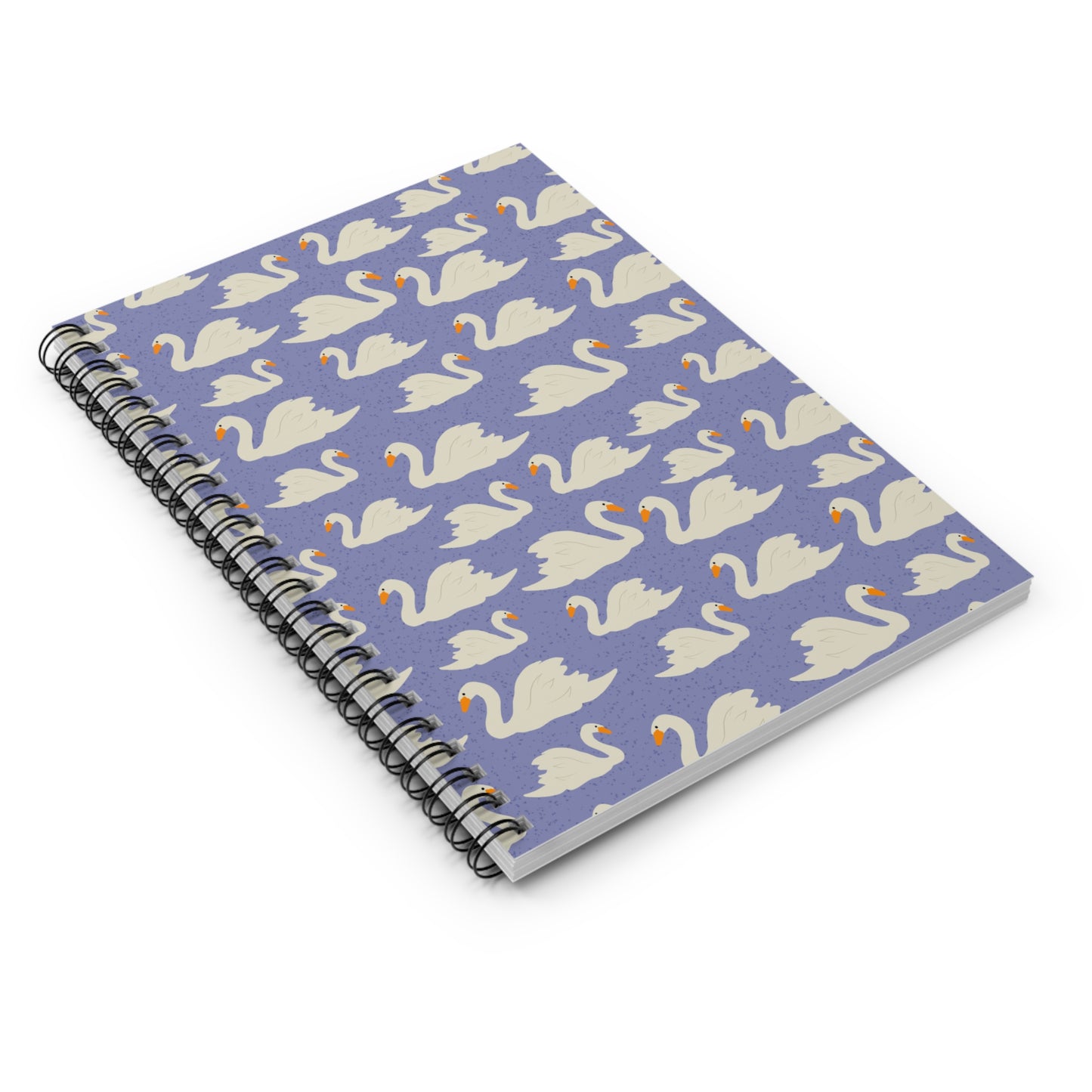 Spiral Notebook, Swans on Blue Design, 6" x 8", Inside Pocket, Lined Paper