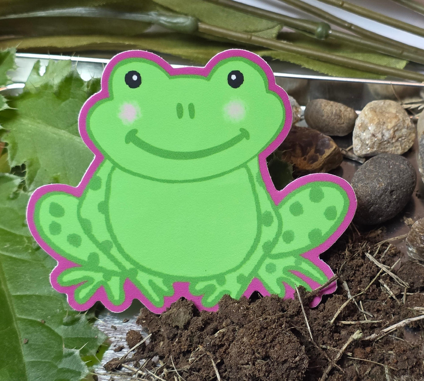 Sticker, Green Frog, Vinyl, Die-Cut, 3 Inch