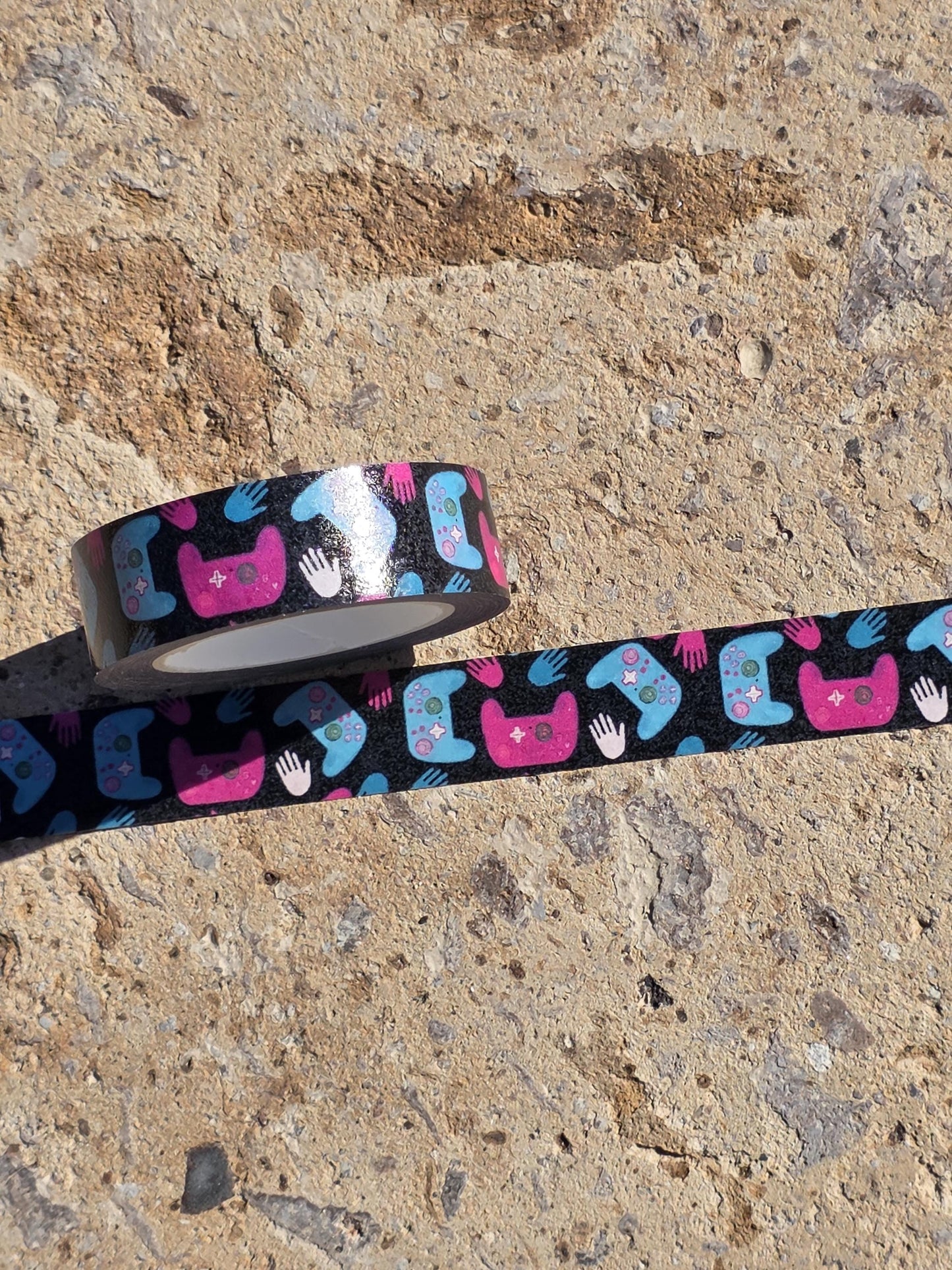 Washi Tape, Gamer Design, Pink and Blue Controllers, 1.5 Cm Width x 10m Length