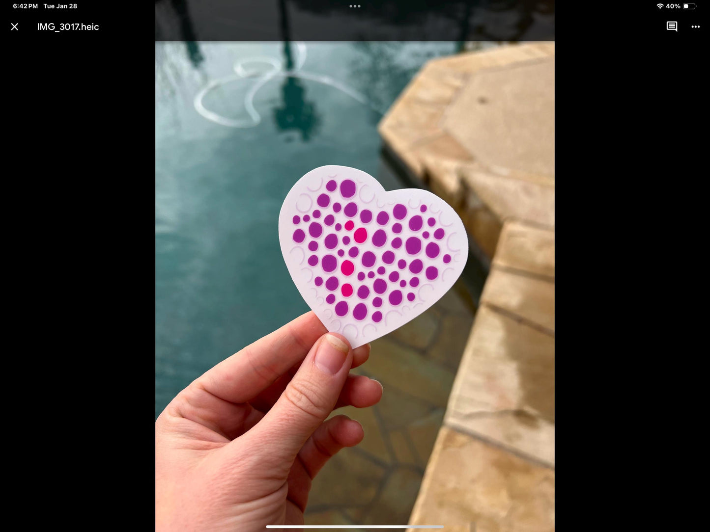 Sticker, Heart with Pink and Purple dots, Clear Background, Vinyl, 3 Inch