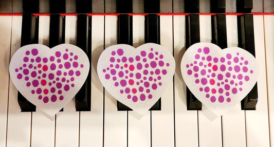 Sticker, Heart with Pink and Purple dots, Clear Background, Vinyl, 3 Inch