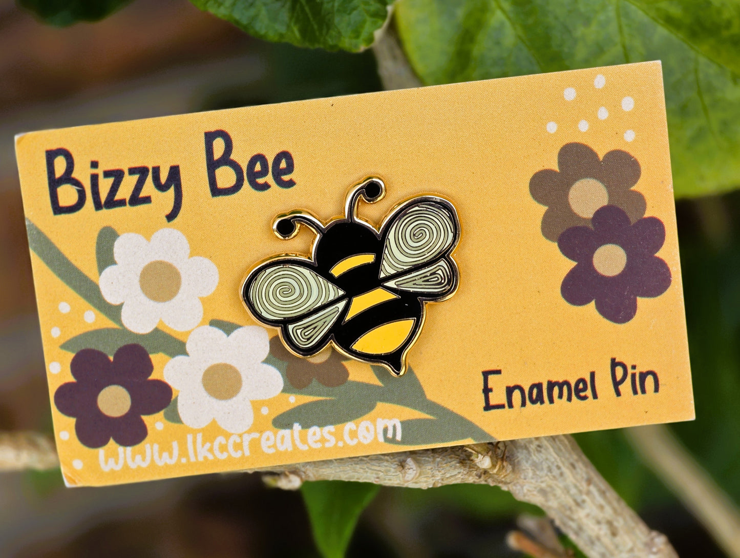 Bizzy Bee Enamel Pin, Bee Pin - hard enamel -