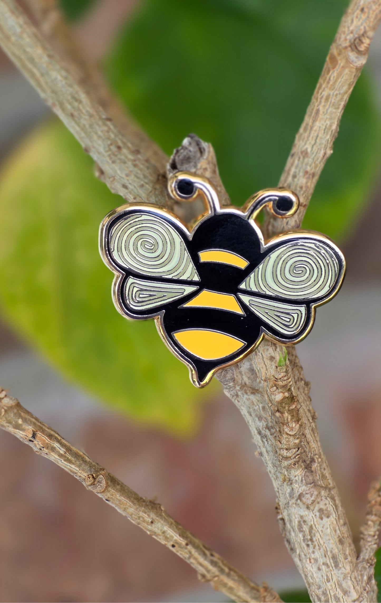 Bizzy Bee Enamel Pin, Bee Pin - hard enamel -