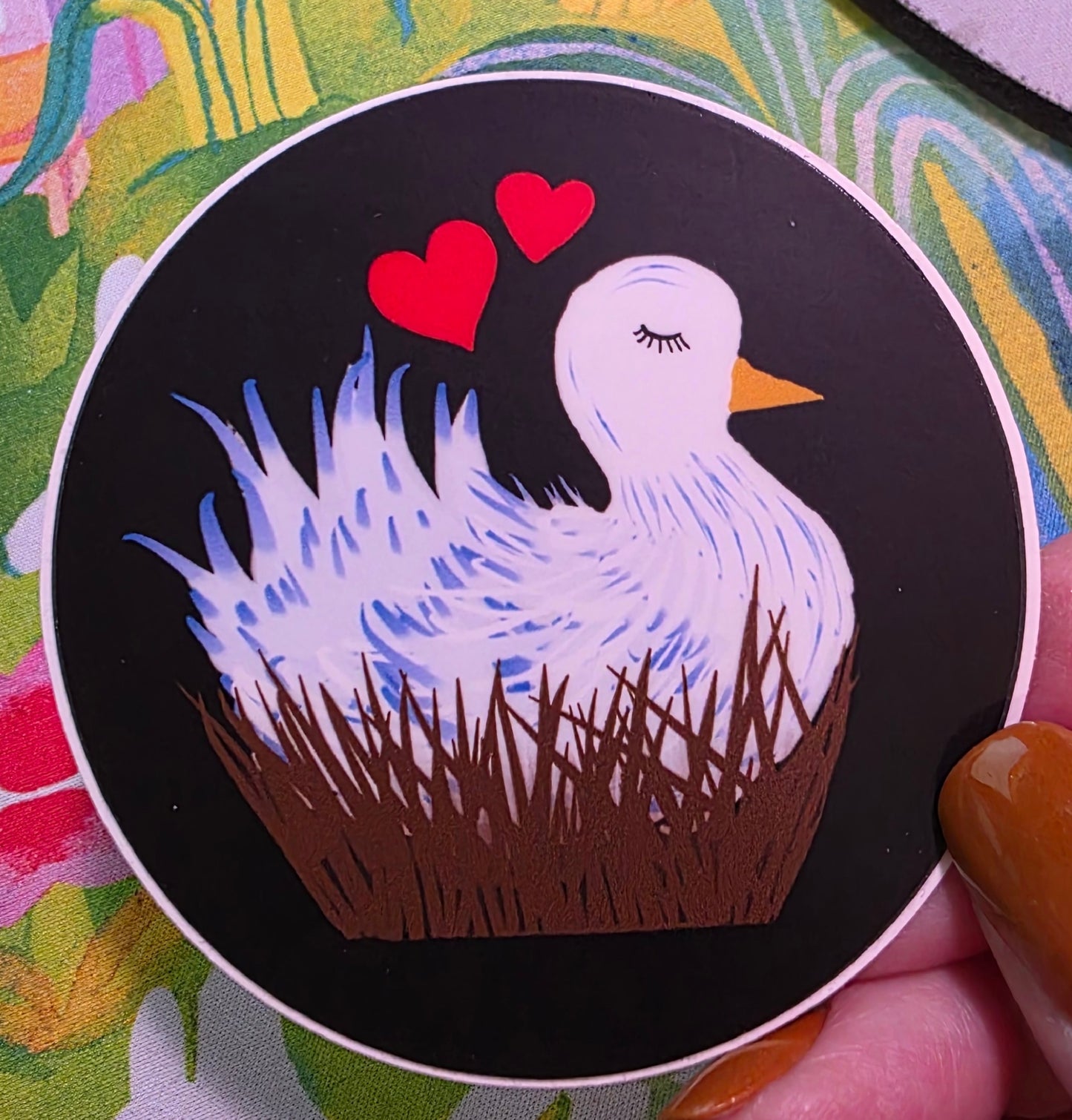 Sticker, Cozy Bird in Nest, Vinyl, Die-Cut, 3 Inch