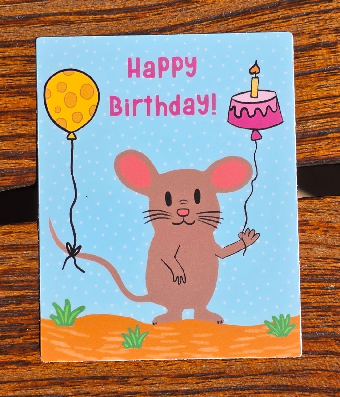 Sticker, Mocha Mouse Birthday Sticker, Vinyl, Choose 3 Inch, 4 Inch or Sticker Sheet