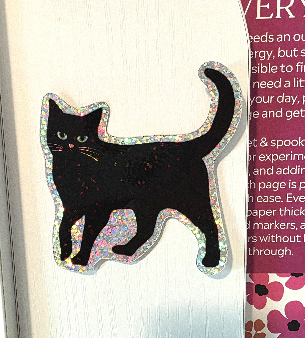 Black Cat Glitter Sticker - 3" Waterproof Vinyl