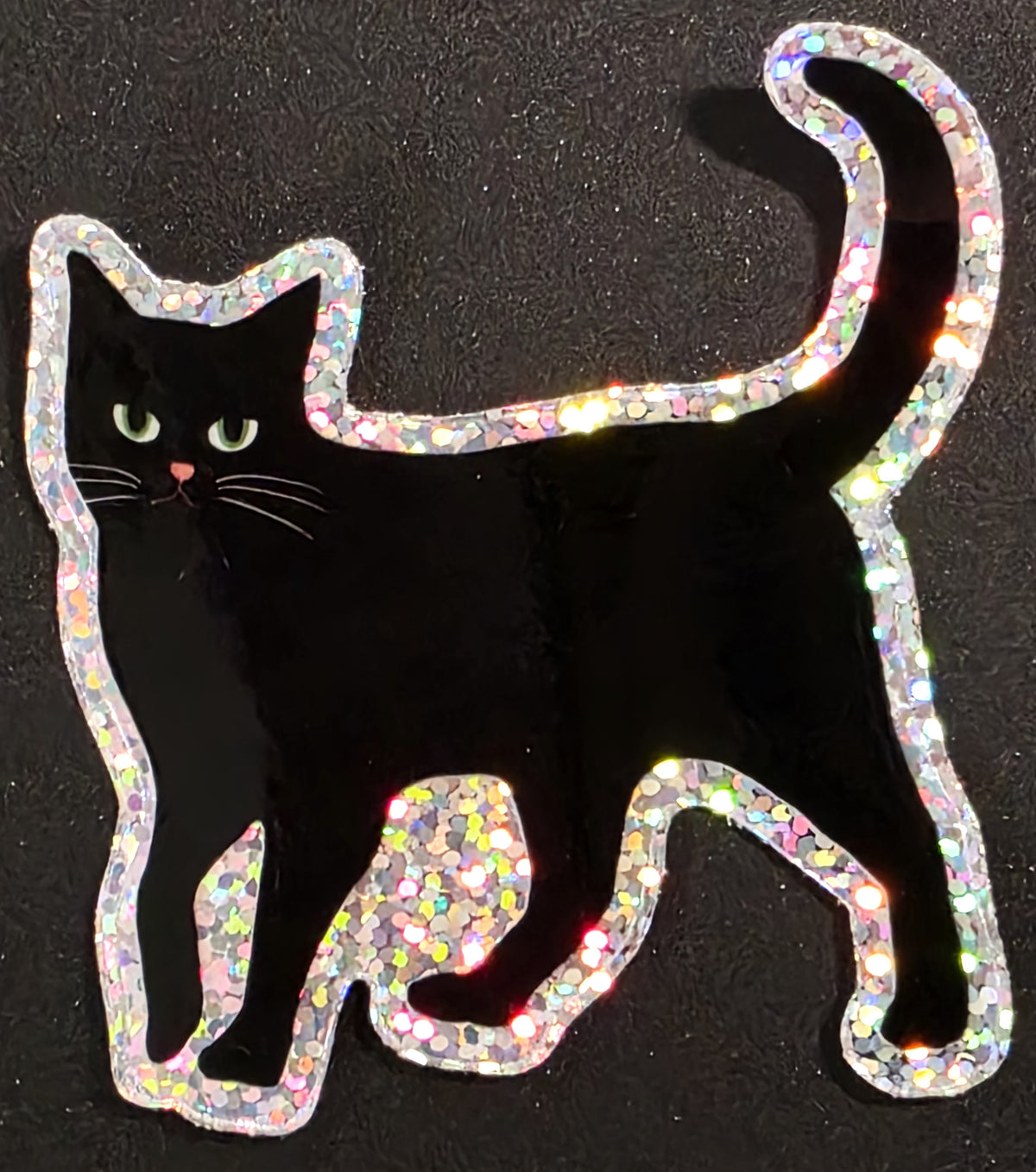 Black Cat Glitter Sticker - 3" Waterproof Vinyl