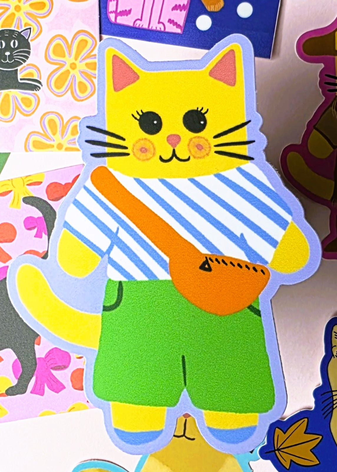 Cat Themed Sticker Pack, 7 Cat Stickers, Vinyl decals