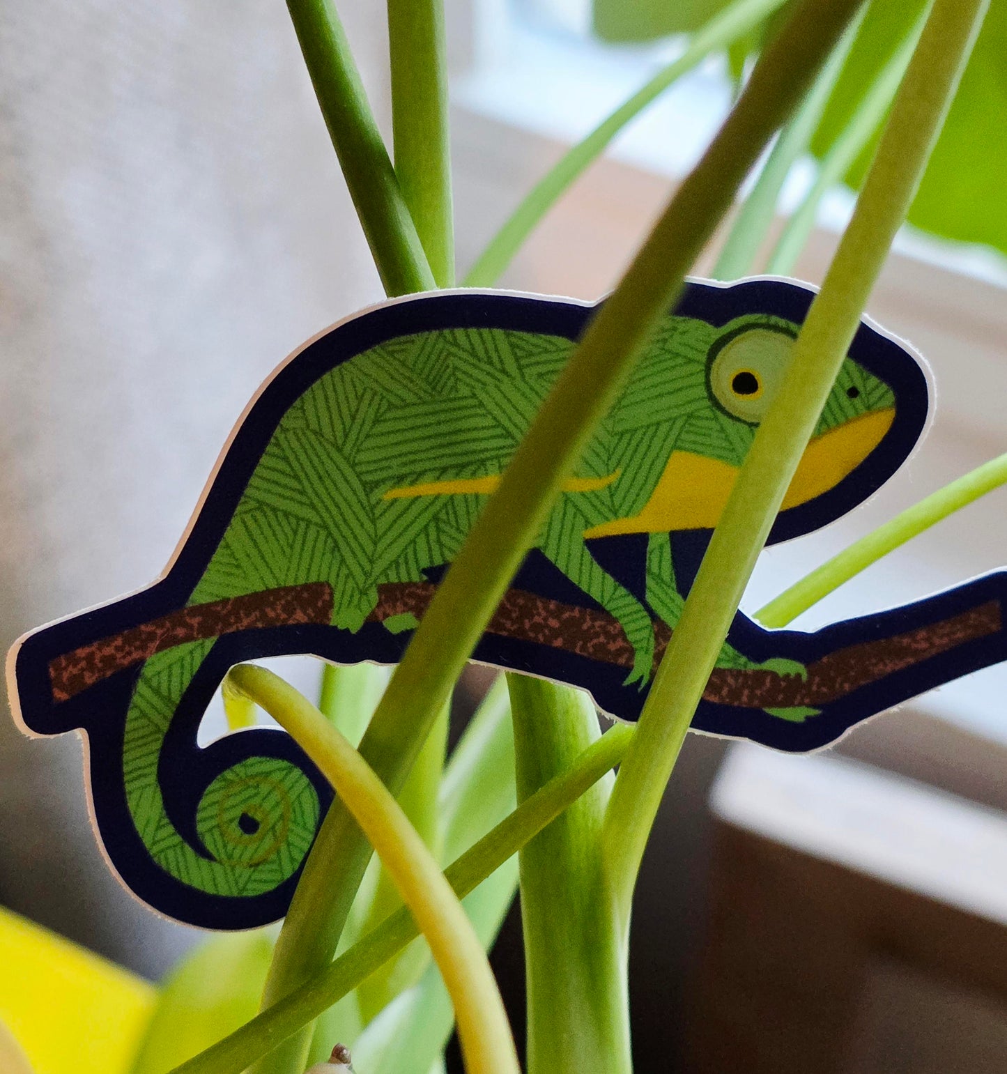 Sticker, Chameleon on Branch, Vinyl, Die-Cut, 3 Inches