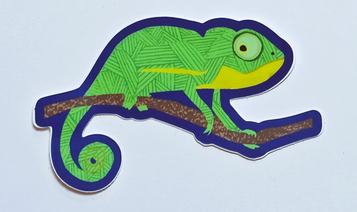 Sticker, Chameleon on Branch, Vinyl, Die-Cut, 3 Inches
