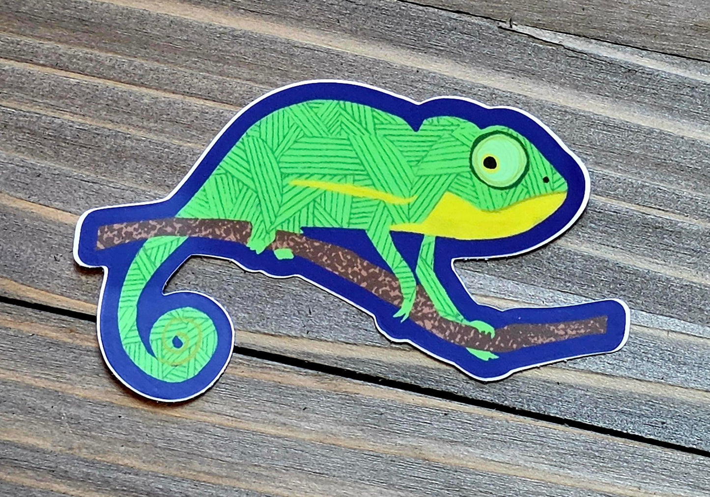 Sticker, Chameleon on Branch, Vinyl, Die-Cut, 3 Inches