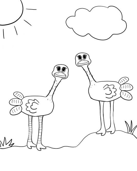 Ostriches Coloring Page - Freebie!