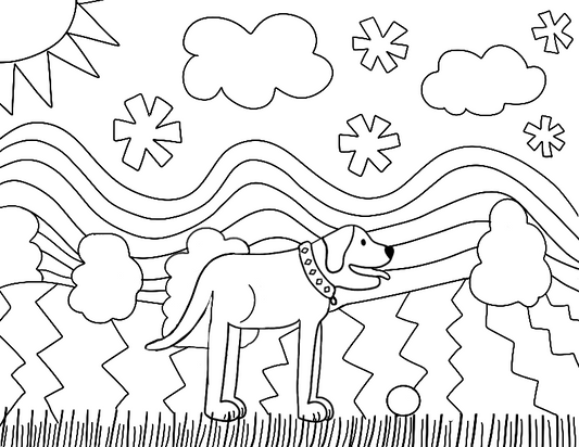 Dog Whimsical Coloring Page - Freebie!