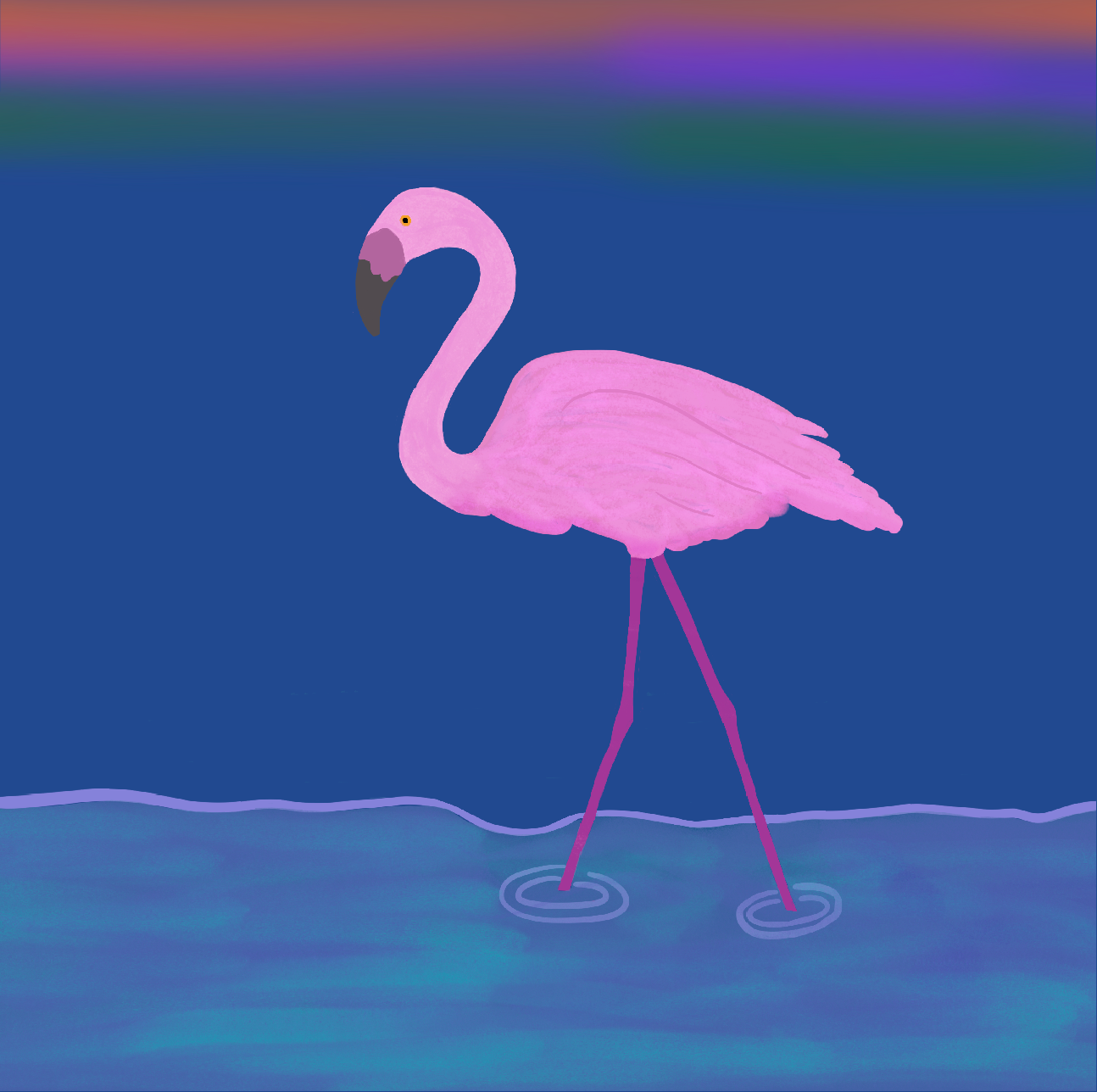 Sticker, Pink Flamingo Design, Die-Cut or Square With Water Scene, 3 Inches, Vinyl
