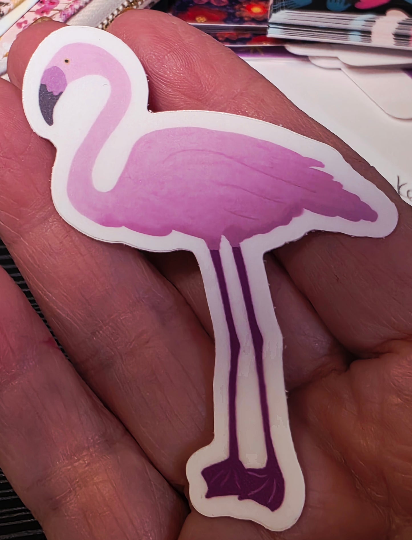 Sticker, Pink Flamingo Design, Die-Cut or Square With Water Scene, 3 Inches, Vinyl