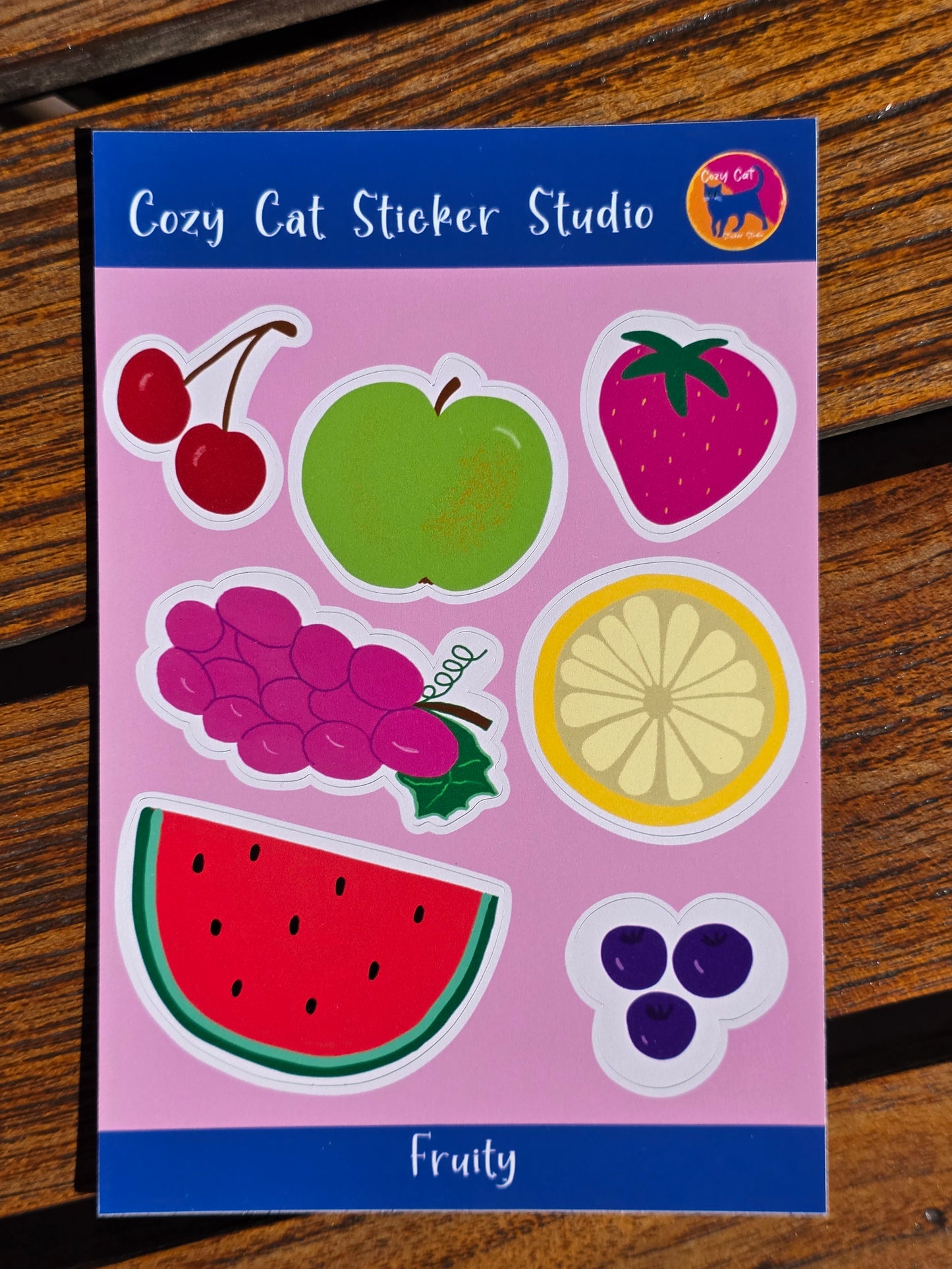 Sticker Sheet, Artistic Fruit Design, 7 Stickers per Sheet, 4" x 6" Sheet, Vinyl