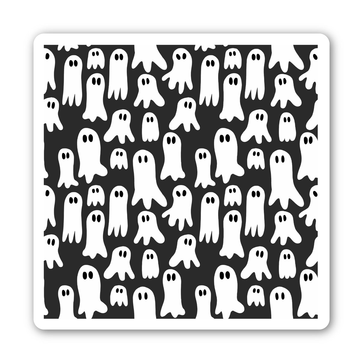 Ghost Pattern Square Vinyl Sticker 3" Size Halloween Stickers
