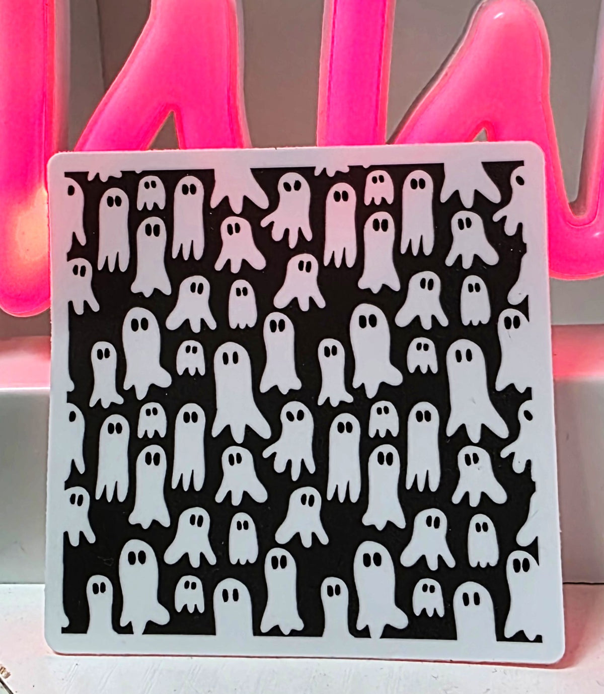 Ghost Pattern Square Vinyl Sticker 3" Size Halloween Stickers