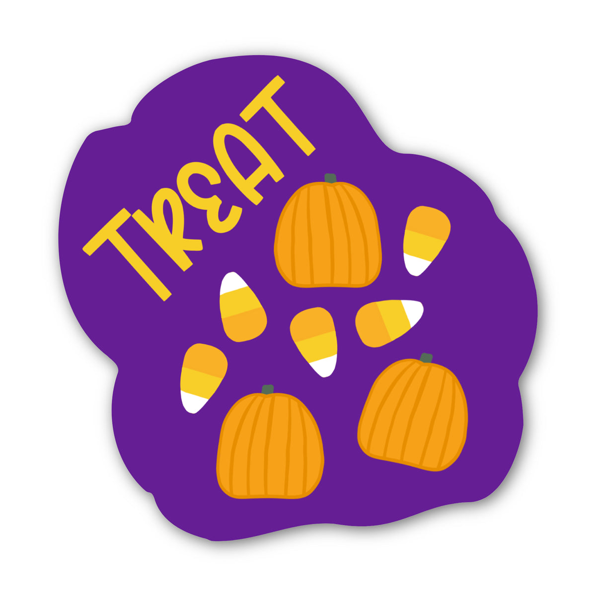 Candy Corn Sticker, "Treat" Message, Halloween Sticker, 3" Vinyl