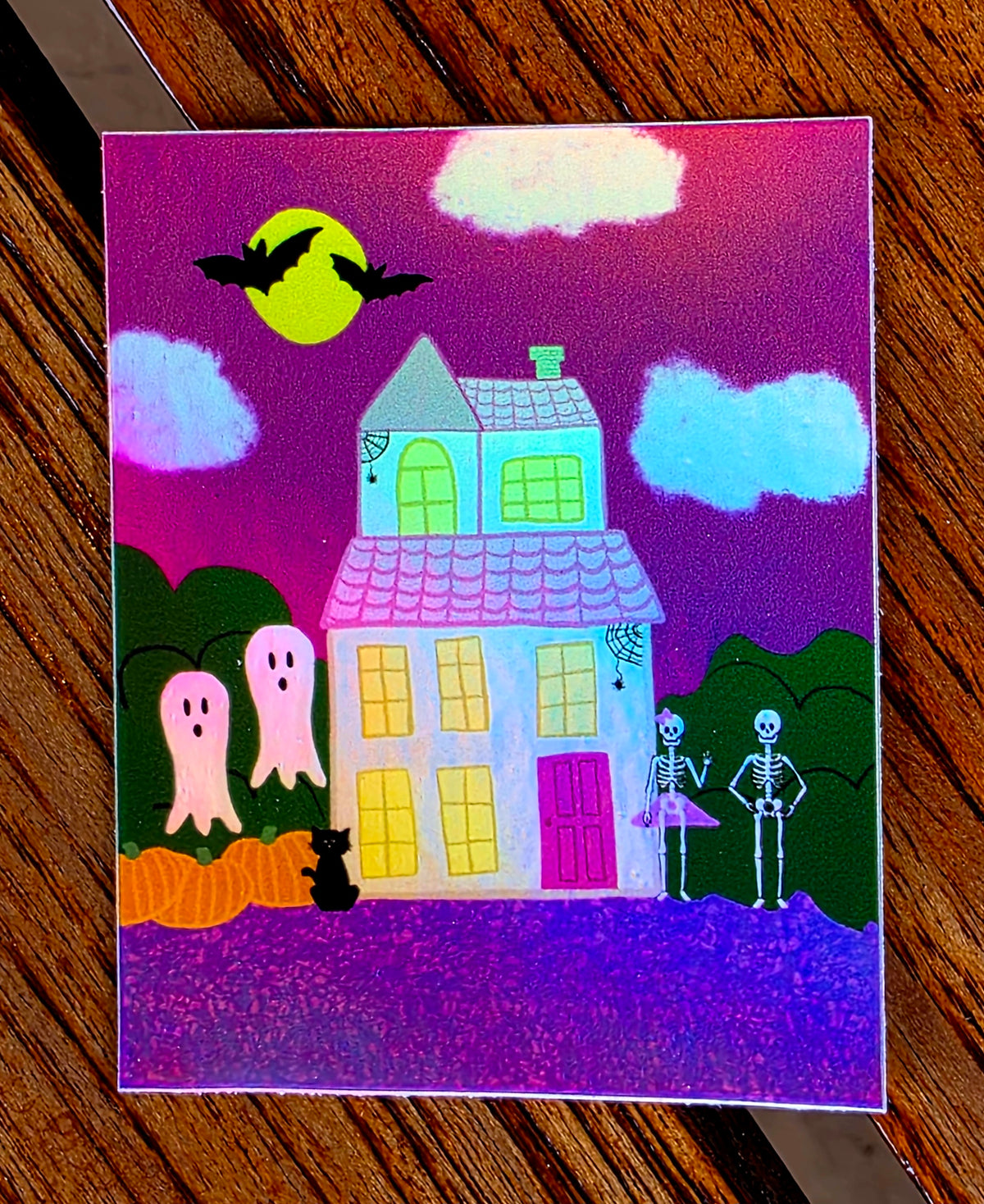 Haunted House Holographic Sticker