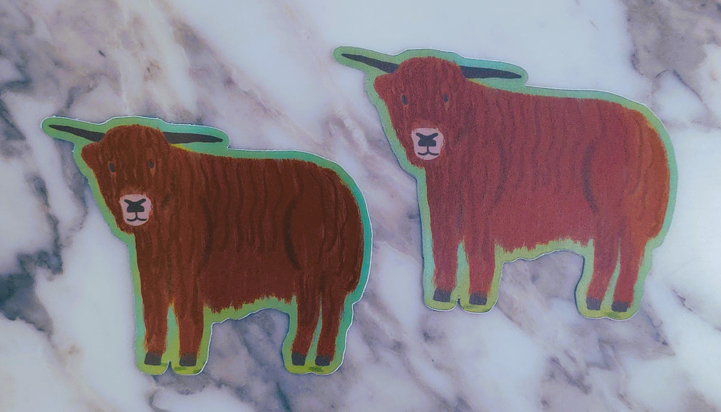 Sticker, Highland Cow Design, Vinyl, Die-Cut, 3 Inches