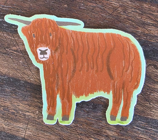 Sticker, Highland Cow Design, Vinyl, Die-Cut, 3 Inches