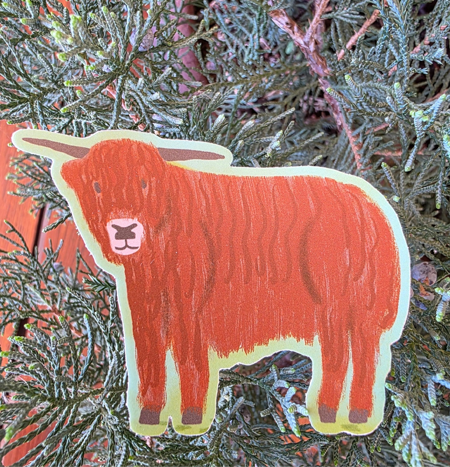 Sticker, Highland Cow Design, Vinyl, Die-Cut, 3 Inches