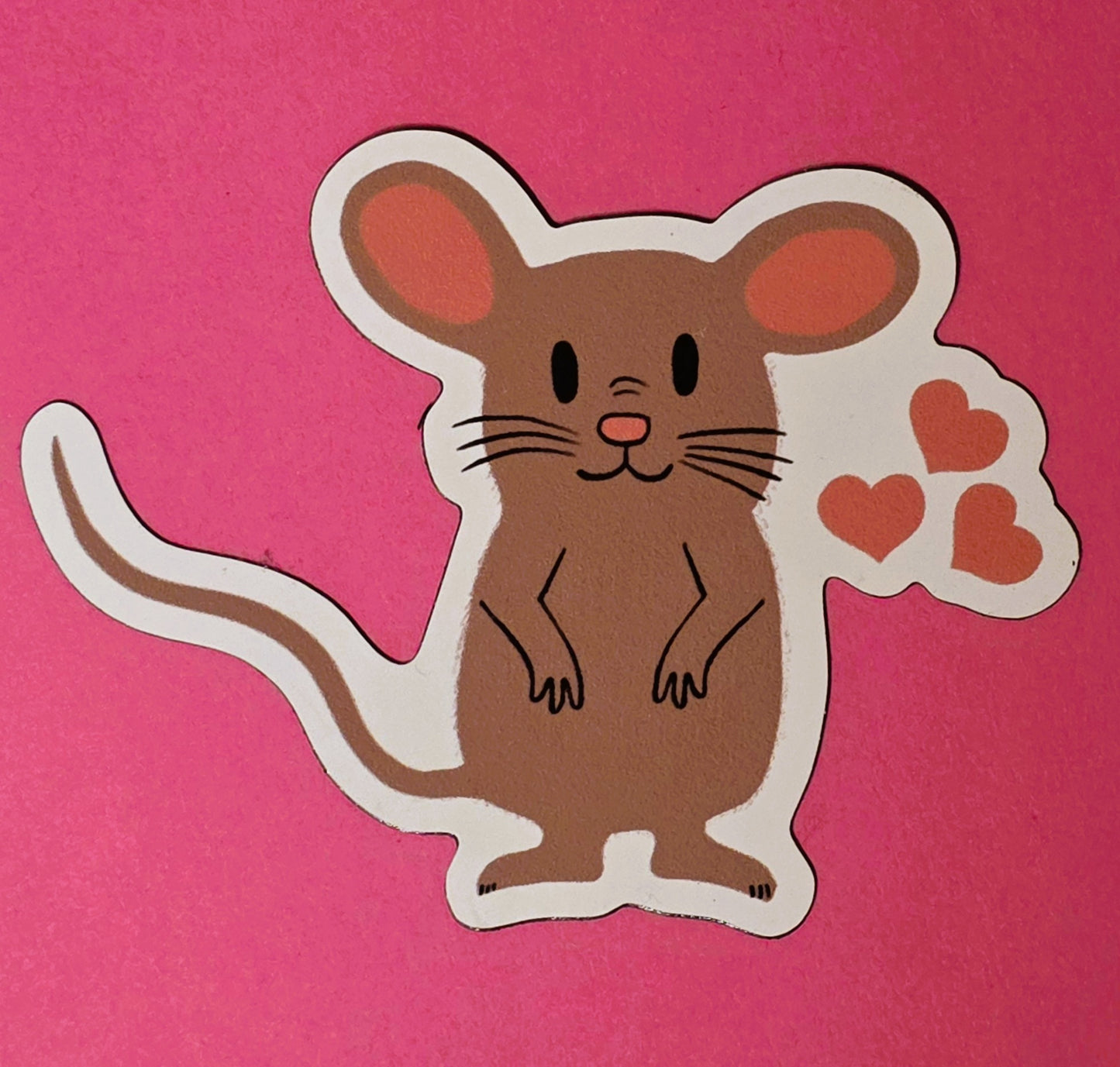 Magnet, Mocha Mouse With Hearts, Die-Cut, 3 Inch