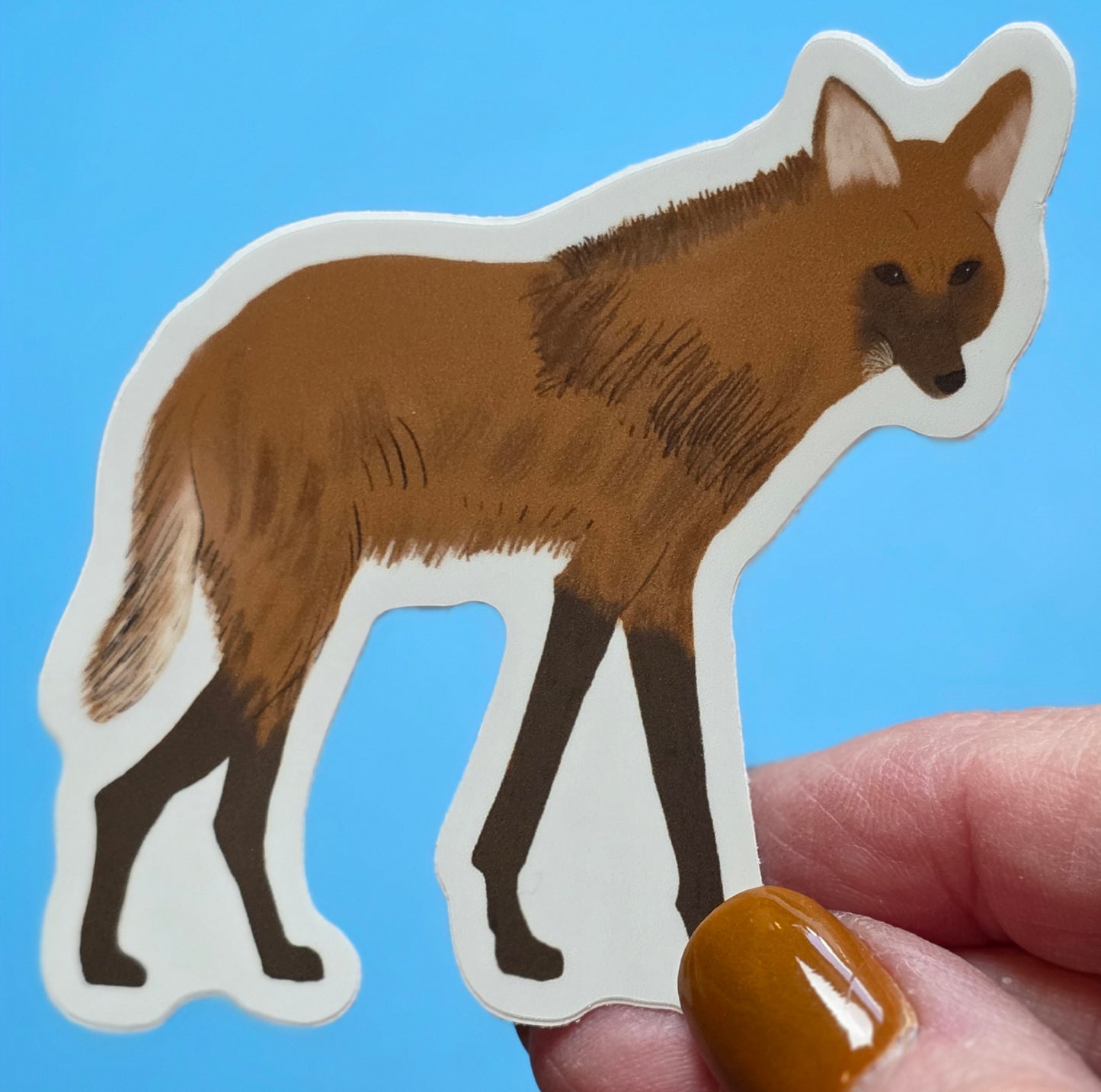 Sticker, Maned Wolf Design, Vinyl, Die-Cut, 3 Inches