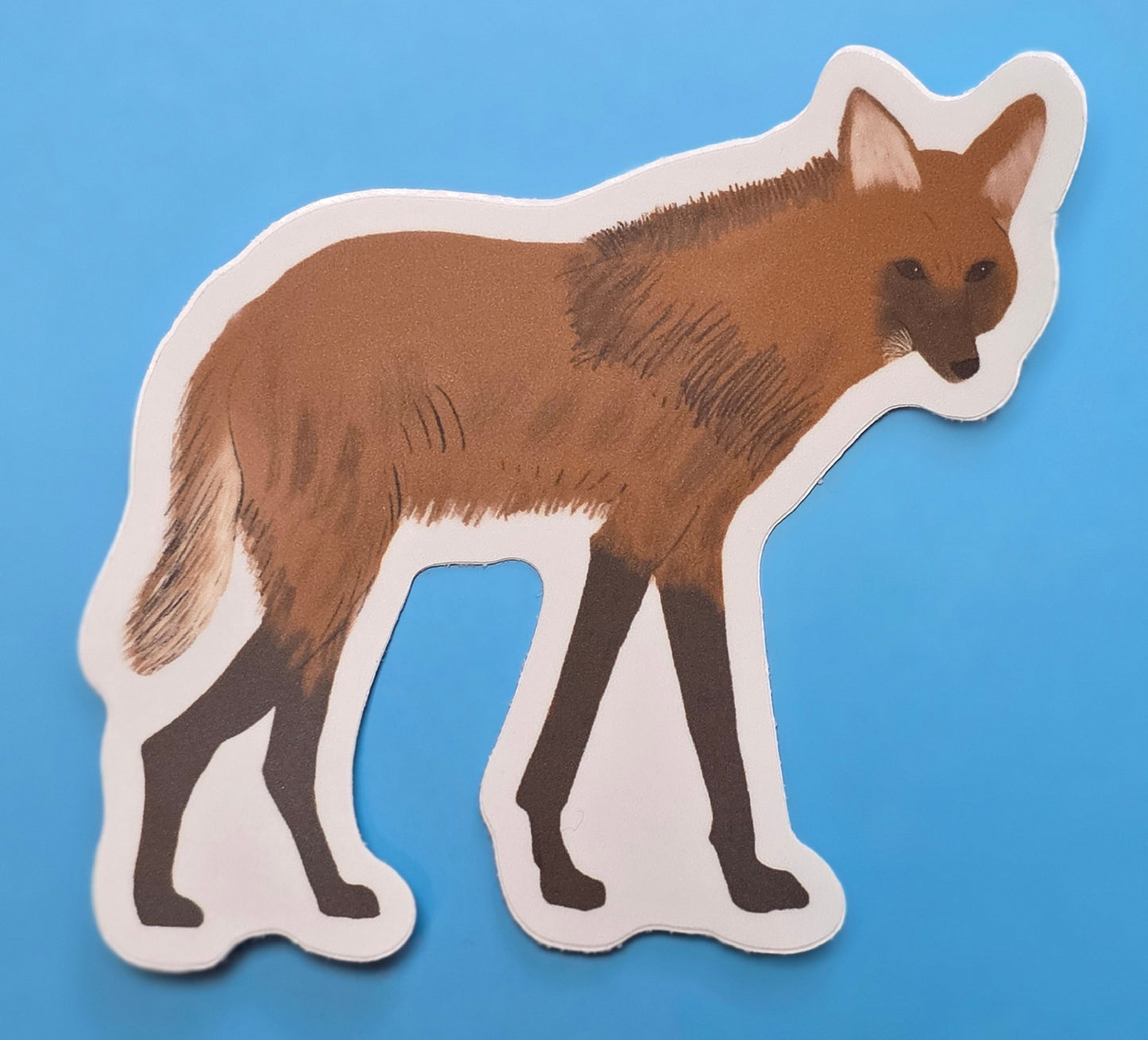 Sticker, Maned Wolf Design, Vinyl, Die-Cut, 3 Inches