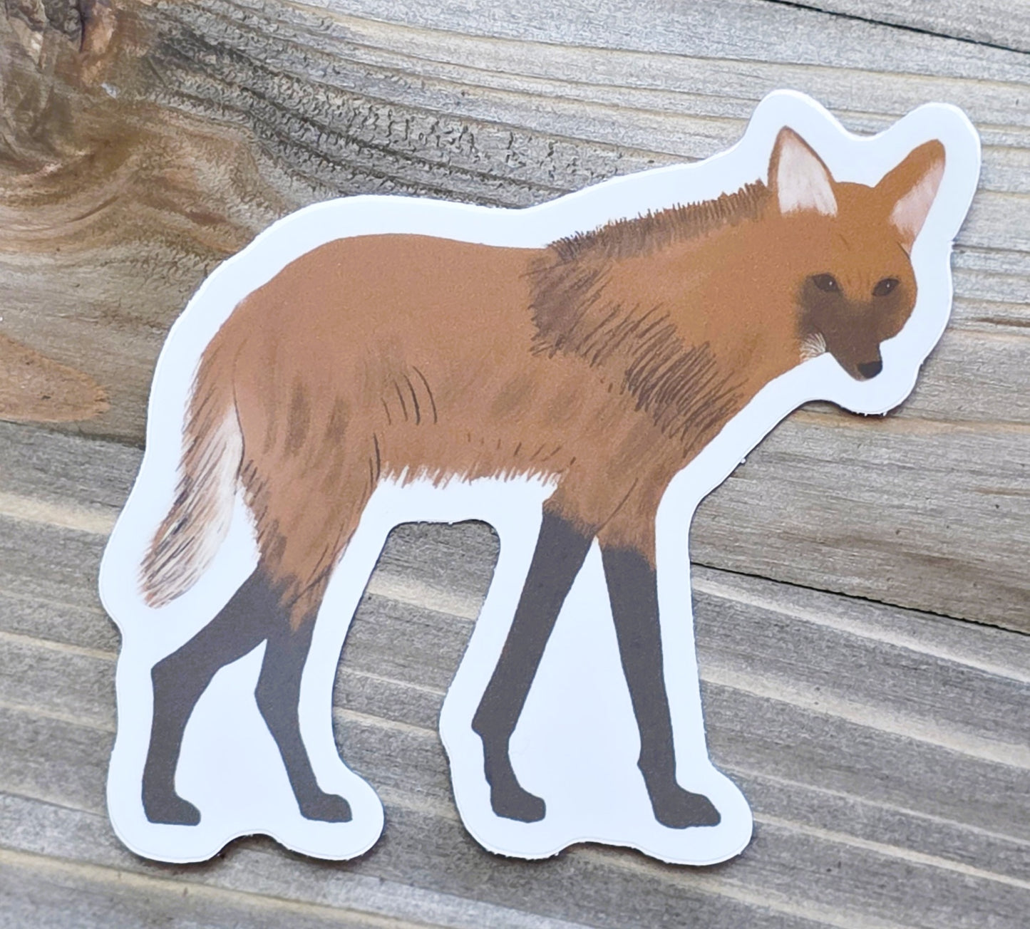 Sticker, Maned Wolf Design, Vinyl, Die-Cut, 3 Inches