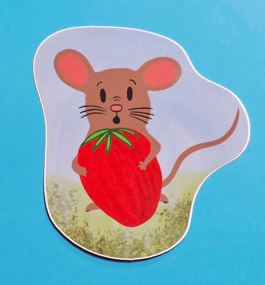 Sticker, Mocha Mouse Designs, Strawberry or Square Brown Pattern, Vinyl, 3 Inches