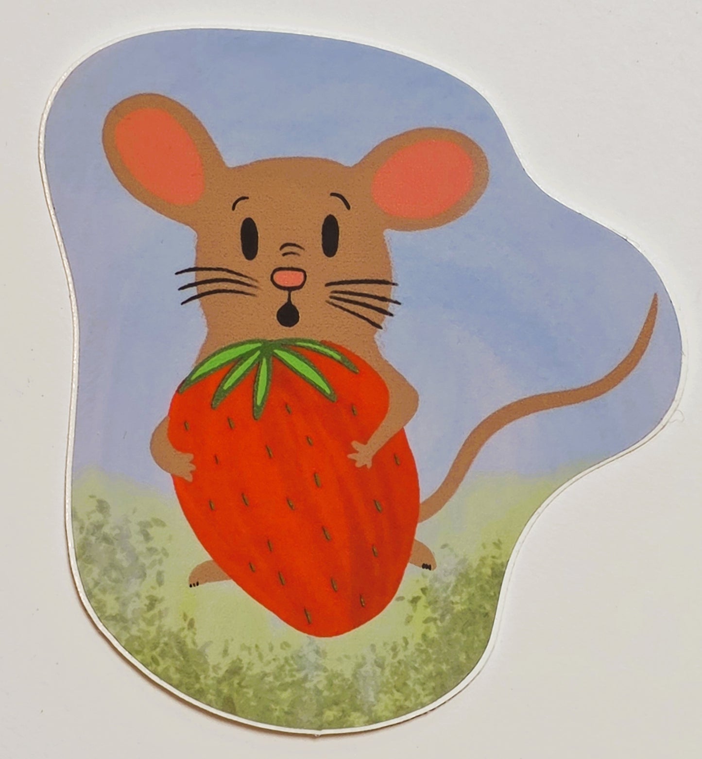 Sticker, Mocha Mouse Designs, Strawberry or Square Brown Pattern, Vinyl, 3 Inches