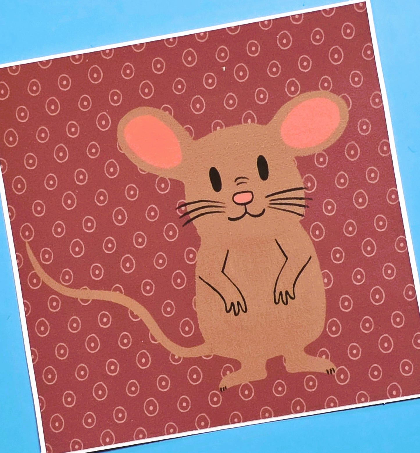 Sticker, Mocha Mouse Designs, Strawberry or Square Brown Pattern, Vinyl, 3 Inches
