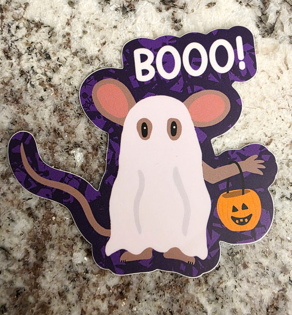 Mocha Mouse Trick or Treat Sticker, 3" Vinyl, Halloween Sticker