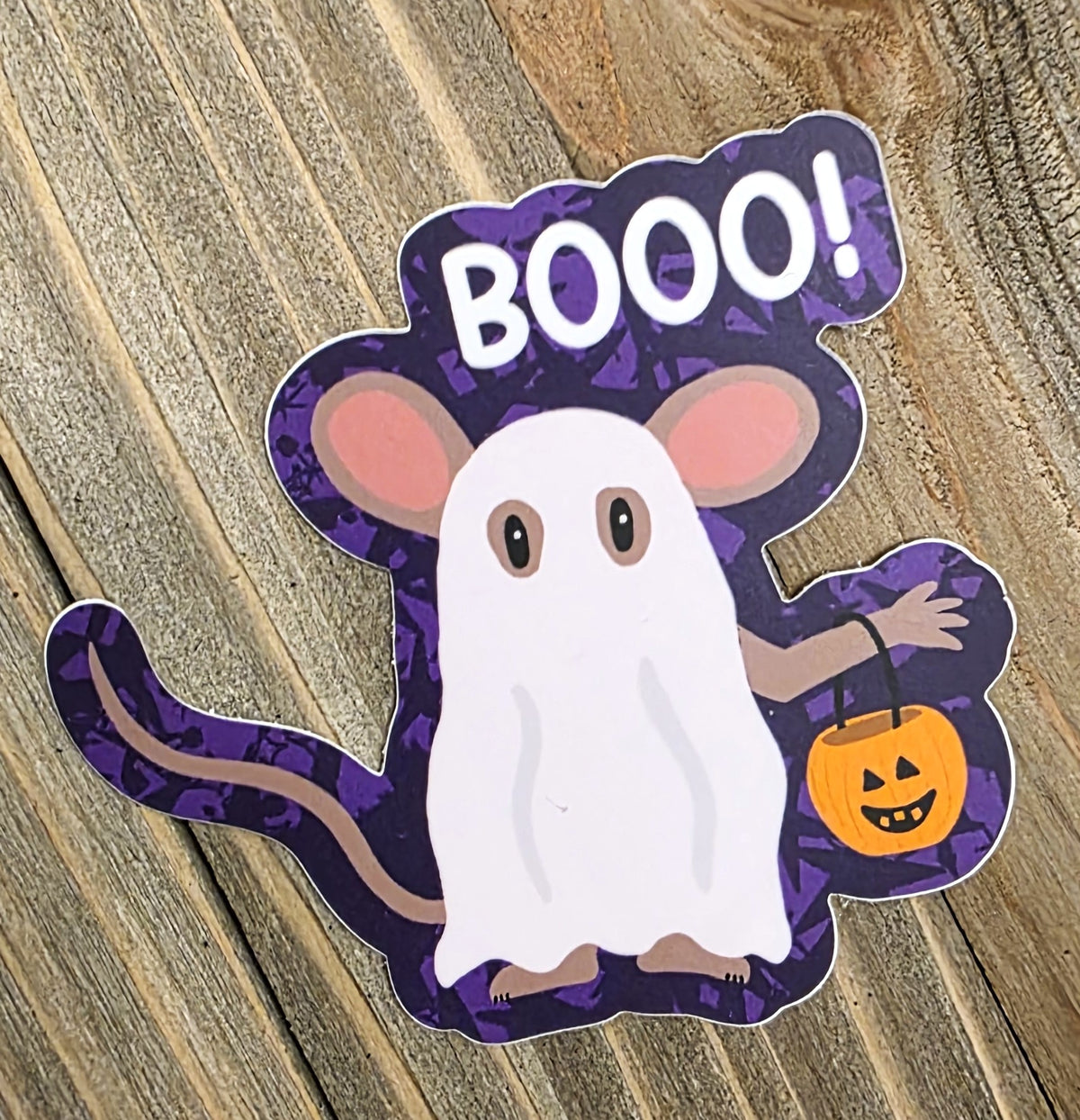 Mocha Mouse Trick or Treat Sticker, 3" Vinyl, Halloween Sticker