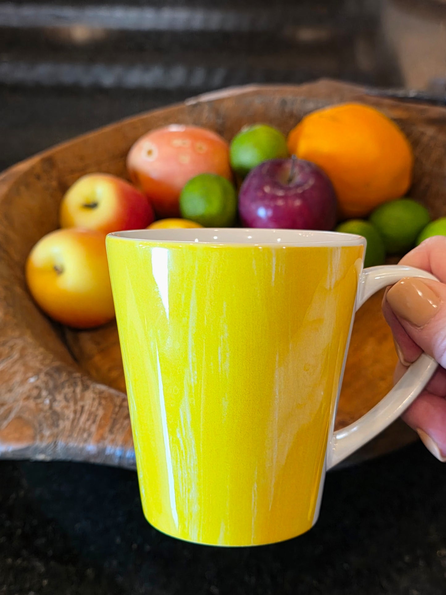 Mug, Artistic Yellow Spring Design, Latte Cup, 12 Ounce