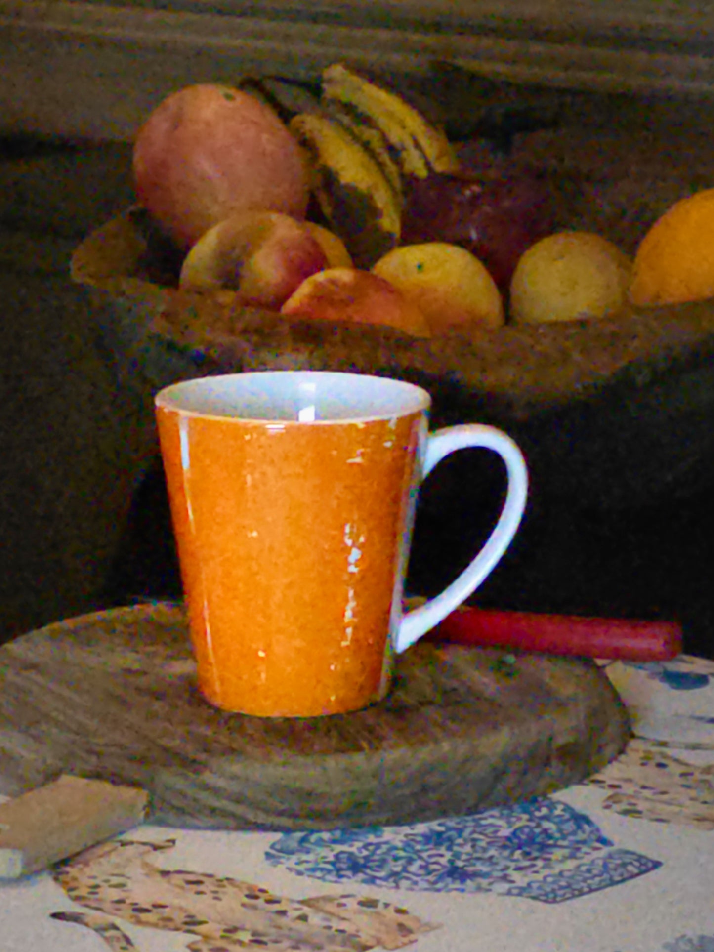 Mug, Springtime Orange Design, Latte Cup, 12 Ounce