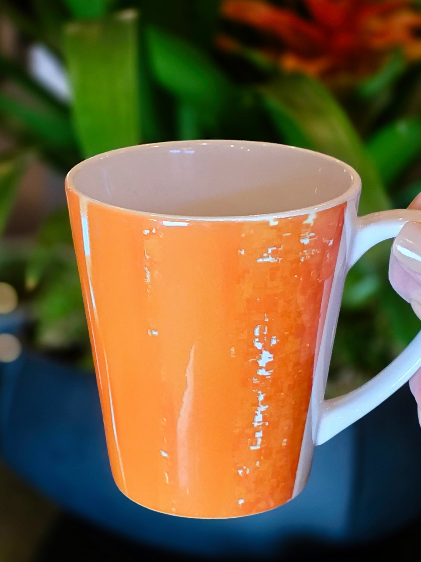 Mug, Springtime Orange Design, Latte Cup, 12 Ounce