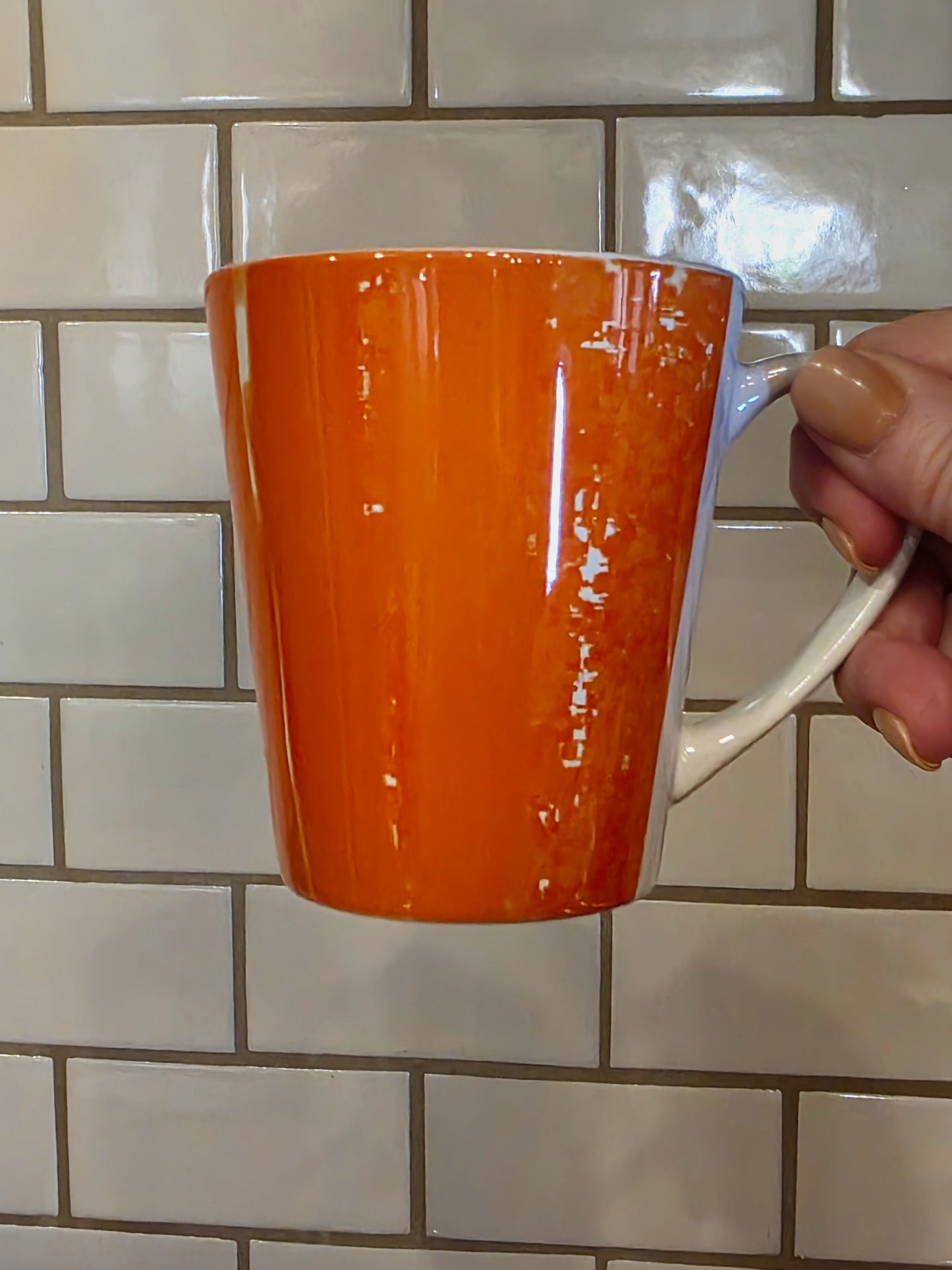 Mug, Springtime Orange Design, Latte Cup, 12 Ounce