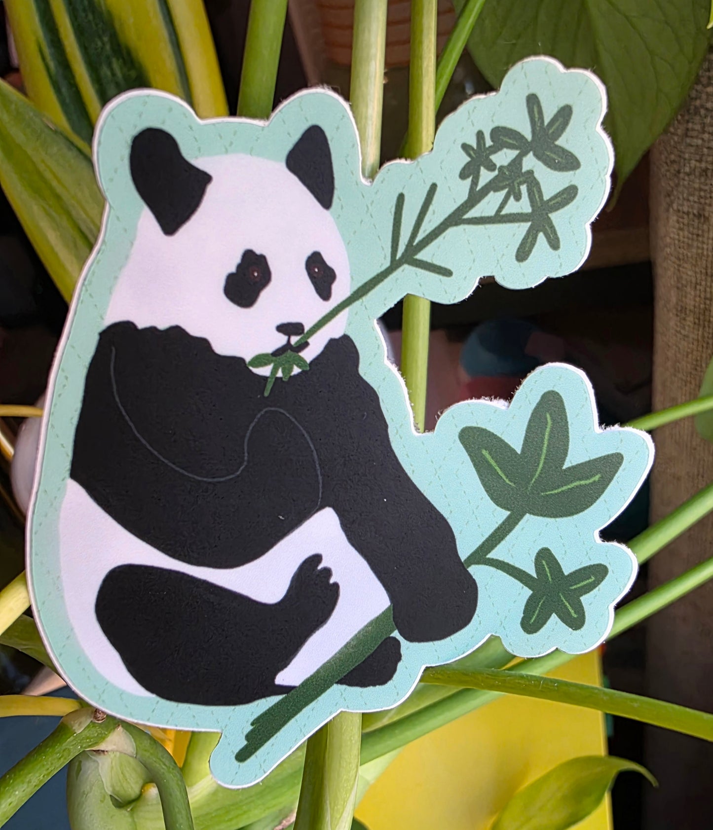 Sticker, Panda in Bamboo Design, Vinyl, Die-Cut, 3 Inches