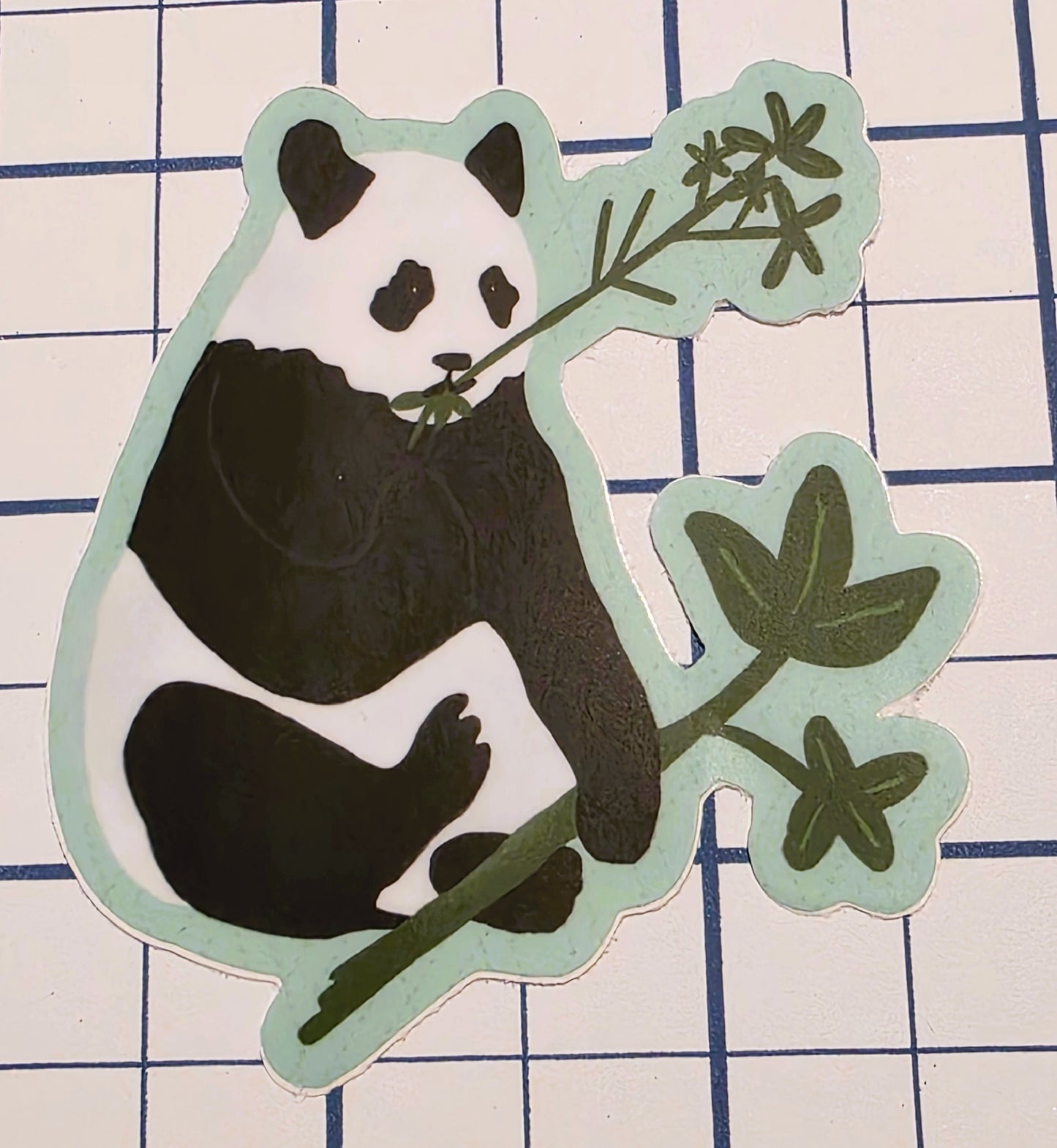 Sticker, Panda in Bamboo Design, Vinyl, Die-Cut, 3 Inches