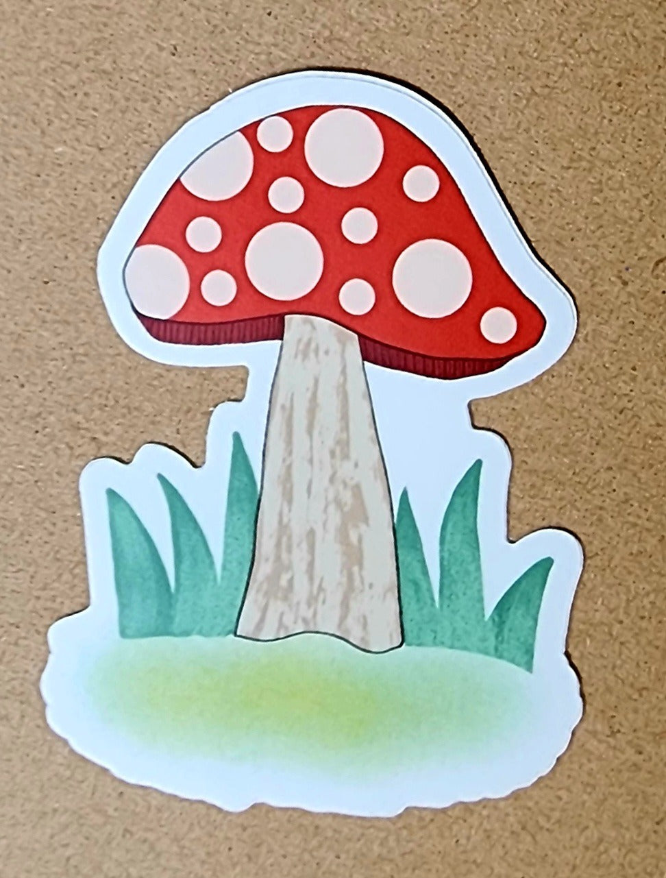 Sticker, Large Red Mushroom Design, Vinyl, Die-Cut, 3 Inch