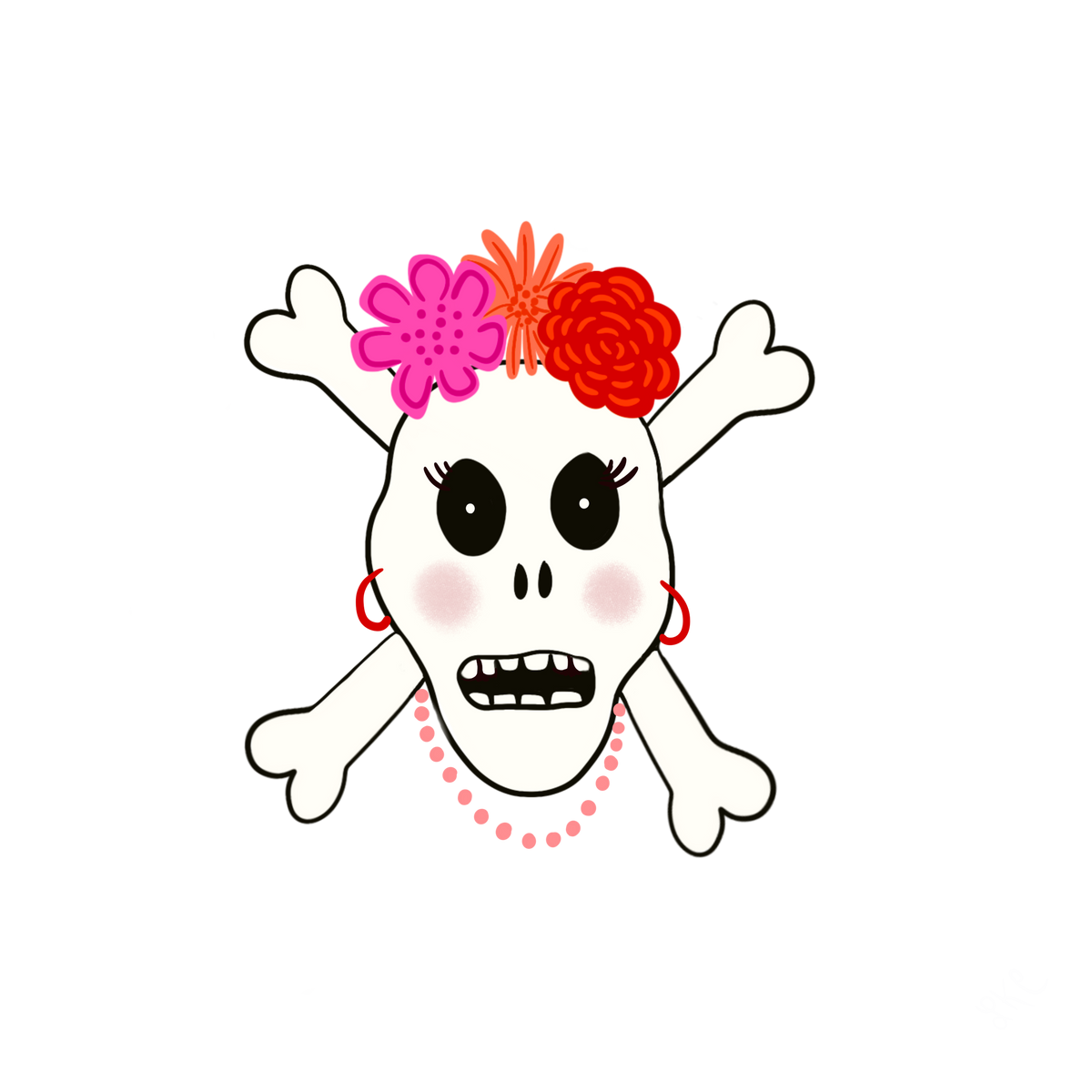 Girly Skull Sticker, Clear, 3" Vinyl, Halloween Sticker