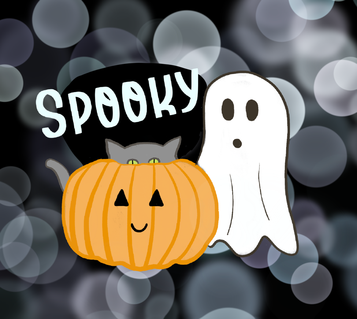 Cute Halloween Sticker, Whimsical Ghost with Kitty in Pumpkin Stickers, Spooky Vinyl Decal for Laptop, Cute Stationery Aesthetic Gift