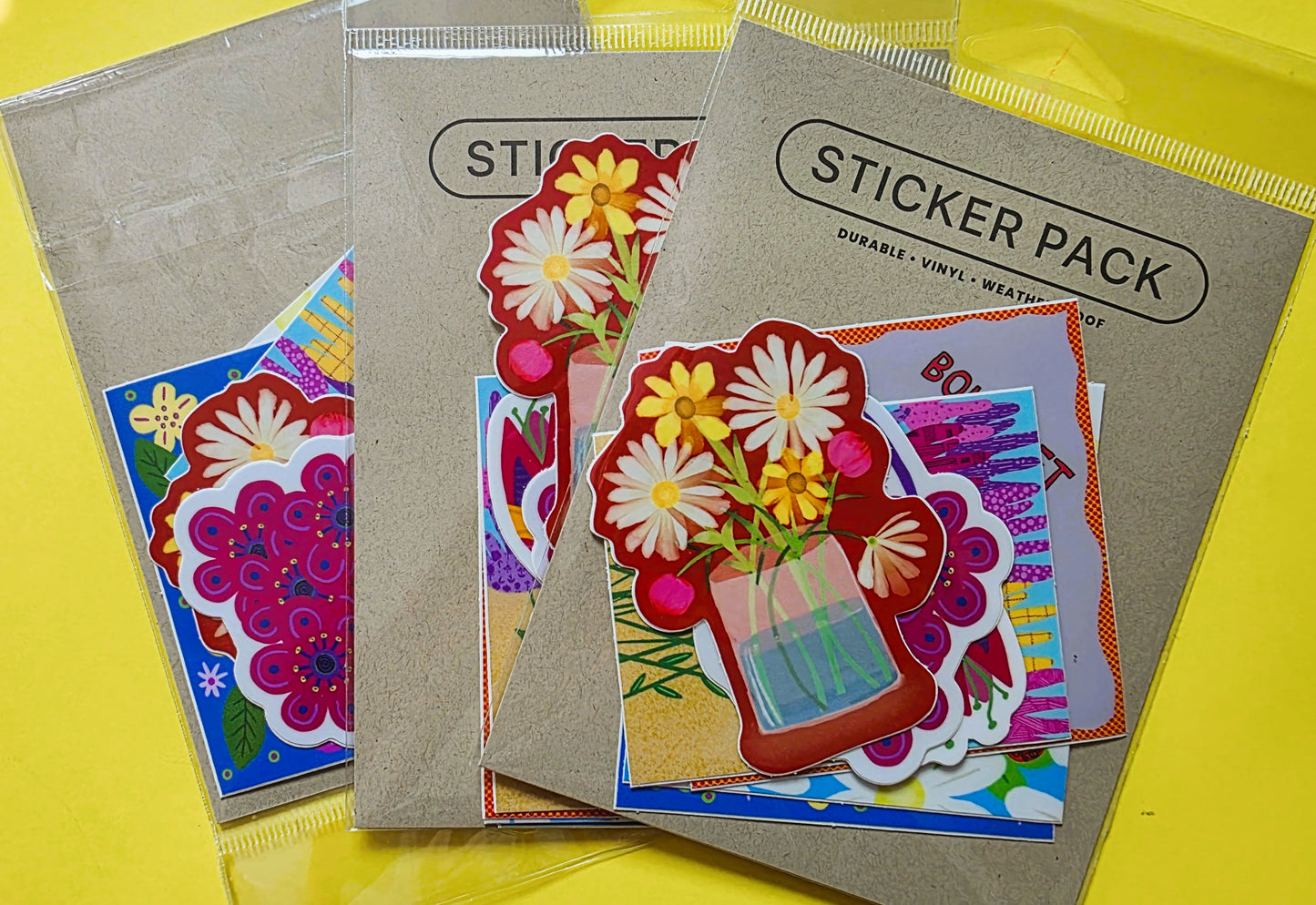 Floral Sticker Pack-8 Vinyl water-proof Stickers