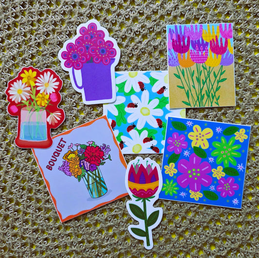 Floral Sticker Pack-8 Vinyl water-proof Stickers