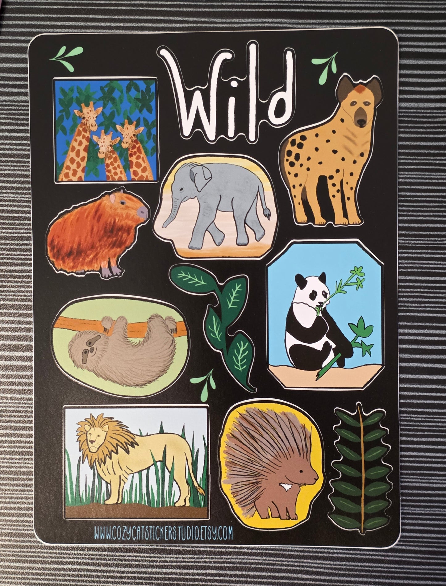 Sticker Sheet, Wildlife Designs, 5" X 7" Sheet With 11 Stickers Each, Vinyl, Die-Cut