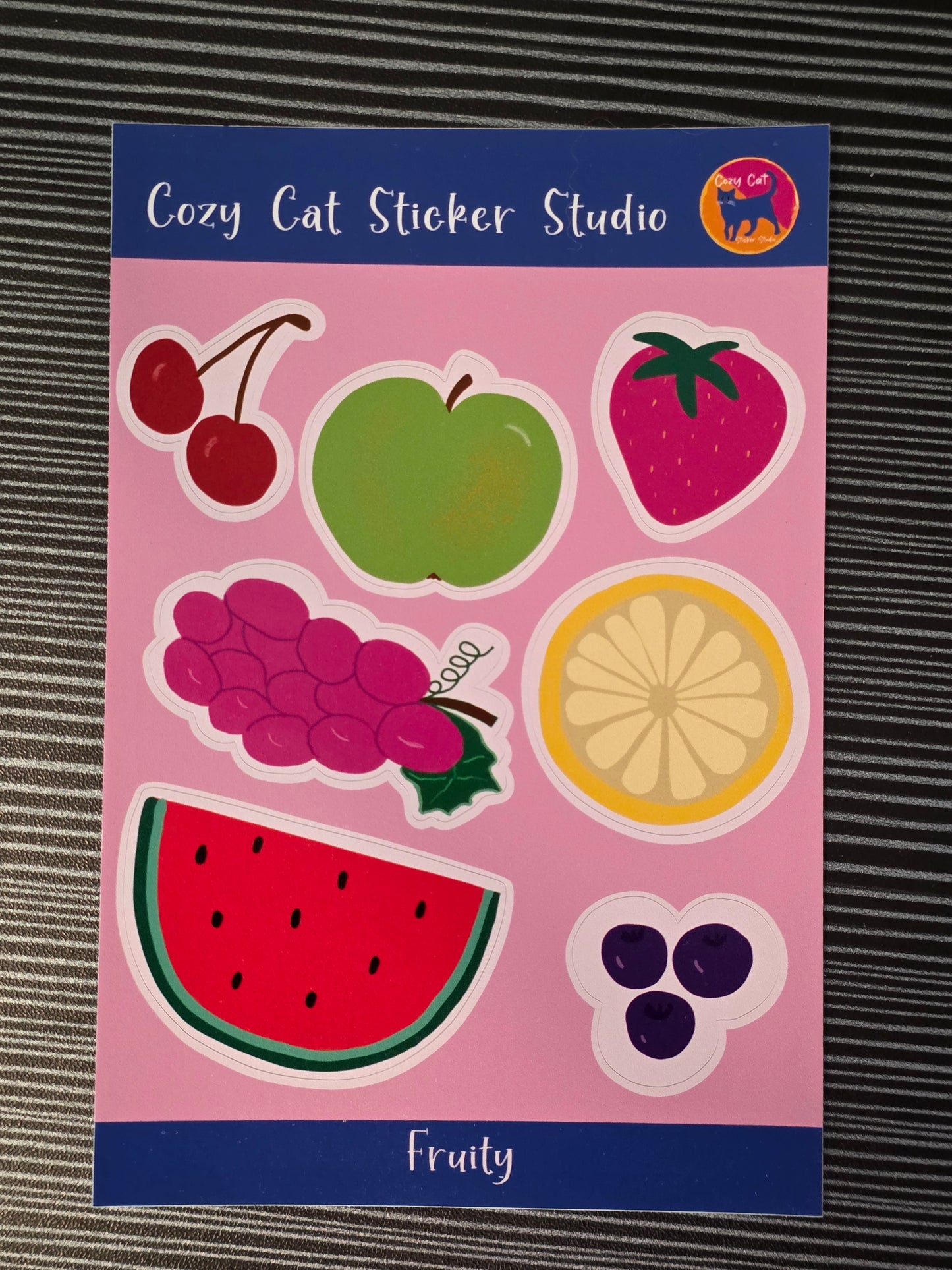 Sticker Sheet, Artistic Fruit Design, 7 Stickers per Sheet, 4" x 6" Sheet, Vinyl